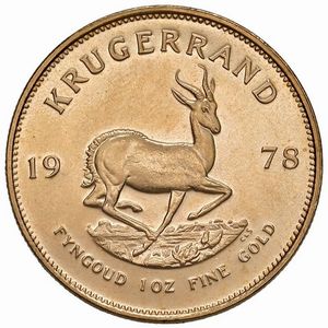 SUDAFRICA. KRUGERRAND 1978  - Asta AUREA. MONETE E MEDAGLIE IN ORO E UNA SELEZIONE DI MEDAGLIE BORBONICHE - Associazione Nazionale - Case d'Asta italiane