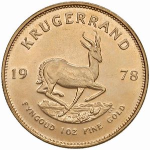 SUDAFRICA. KRUGERRAND 1978  - Asta AUREA. MONETE E MEDAGLIE IN ORO E UNA SELEZIONE DI MEDAGLIE BORBONICHE - Associazione Nazionale - Case d'Asta italiane