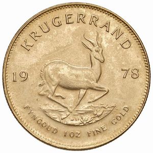 SUDAFRICA. KRUGERRAND 1978  - Asta AUREA. MONETE E MEDAGLIE IN ORO E UNA SELEZIONE DI MEDAGLIE BORBONICHE - Associazione Nazionale - Case d'Asta italiane