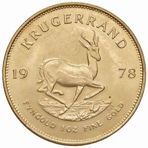 SUDAFRICA. KRUGERRAND 1978  - Asta AUREA. MONETE E MEDAGLIE IN ORO E UNA SELEZIONE DI MEDAGLIE BORBONICHE - Associazione Nazionale - Case d'Asta italiane