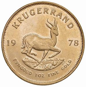 SUDAFRICA. KRUGERRAND 1978  - Asta AUREA. MONETE E MEDAGLIE IN ORO E UNA SELEZIONE DI MEDAGLIE BORBONICHE - Associazione Nazionale - Case d'Asta italiane