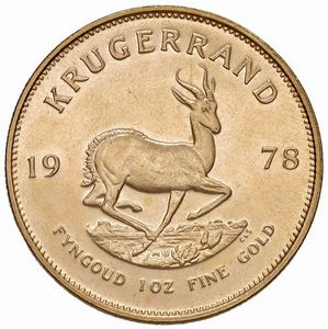 SUDAFRICA. KRUGERRAND 1978  - Asta AUREA. MONETE E MEDAGLIE IN ORO E UNA SELEZIONE DI MEDAGLIE BORBONICHE - Associazione Nazionale - Case d'Asta italiane