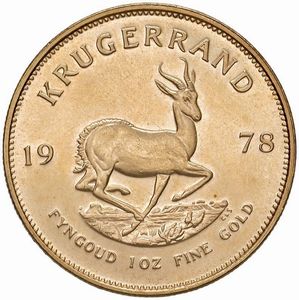 SUDAFRICA. KRUGERRAND 1978  - Asta AUREA. MONETE E MEDAGLIE IN ORO E UNA SELEZIONE DI MEDAGLIE BORBONICHE - Associazione Nazionale - Case d'Asta italiane