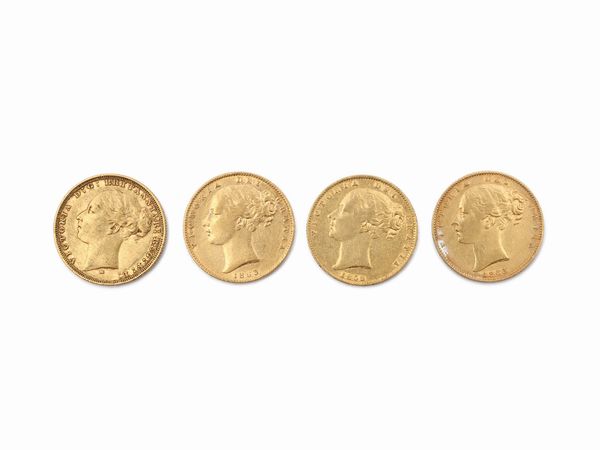 Quattro monete da una sterlina in oro  - Asta Gioielli e Orologi - Associazione Nazionale - Case d'Asta italiane