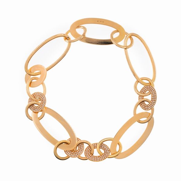 Collana in oro rosa 18kt e diamanti  - Asta Gioielli Orologi | Fashion Vintage - Associazione Nazionale - Case d'Asta italiane