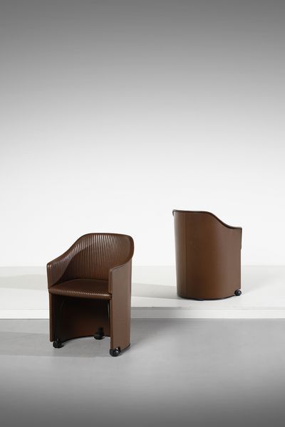 SCARPA AFRA (1937-2011) & TOBIA (n. 1935) : attribuito. Coppia di poltroncine  - Asta DESIGN E ARTI DECORATIVE DEL NOVECENTO - Associazione Nazionale - Case d'Asta italiane