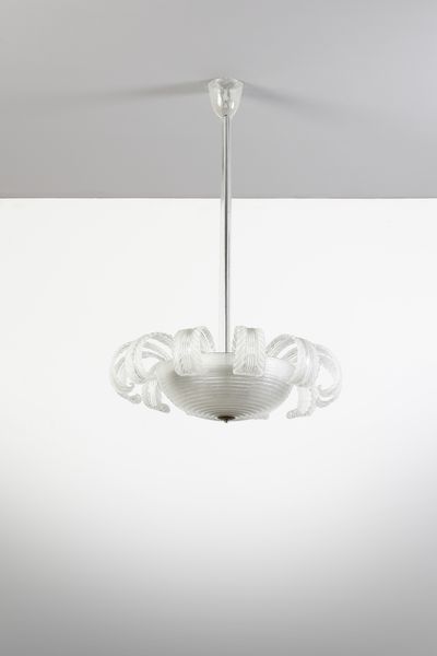 BAROVIER & TOSO : attribuito. Lampada a sospensione, Murano  - Asta DESIGN E ARTI DECORATIVE DEL NOVECENTO - Associazione Nazionale - Case d'Asta italiane