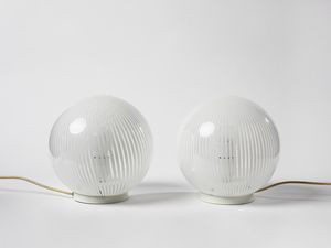 DIAZ DE SANTILLANA LUDOVICO (1931 - 1989) - Coppia di lampade da tavolo della serie Tessuti per Venini, Murano
