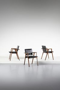 ALBINI FRANCO (1905 - 1977) : Tre sedie con braccioli mod. Luisa per Poggi, Pavia  - Asta DESIGN E ARTI DECORATIVE DEL NOVECENTO - Associazione Nazionale - Case d'Asta italiane