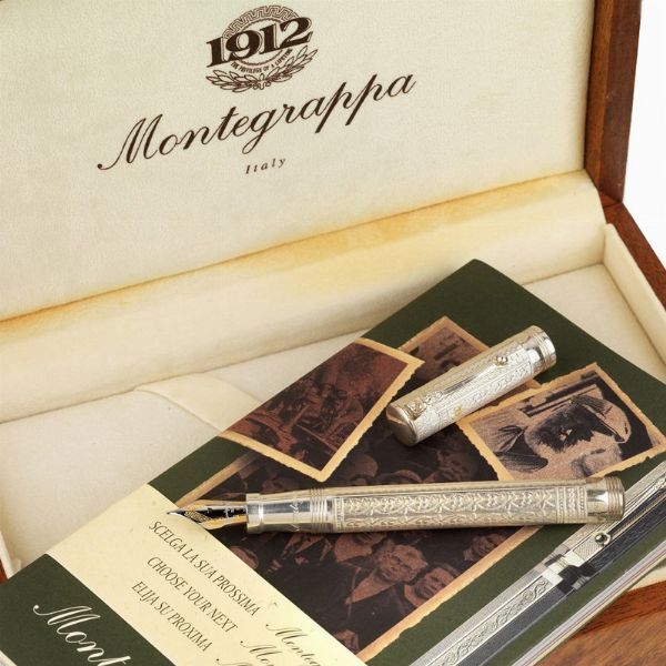 MONTEGRAPPA LANCASTER PENNA STILOGRAFICA IN ARGENTO  - Asta PENNE DA COLLEZIONE - Associazione Nazionale - Case d'Asta italiane