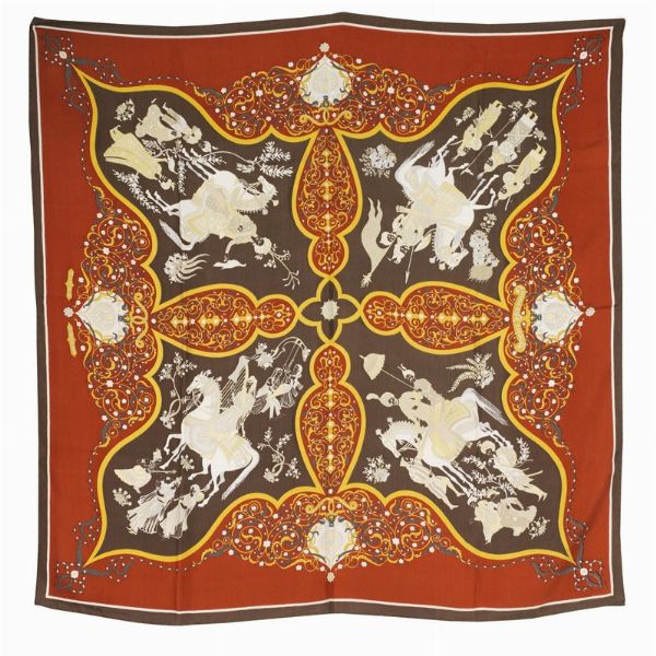 HERMES FOULARD POESIE PERSANNE  - Asta VINTAGE: BORSE E ACCESSORI DI HERMES, LOUIS VUITTON E ALTRE GRANDI MAISON - Associazione Nazionale - Case d'Asta italiane