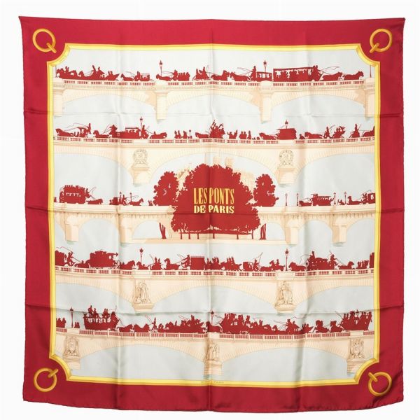 HERMES FOULARD LES PONTS DE PARIS  - Asta VINTAGE: BORSE E ACCESSORI DI HERMES, LOUIS VUITTON E ALTRE GRANDI MAISON - Associazione Nazionale - Case d'Asta italiane