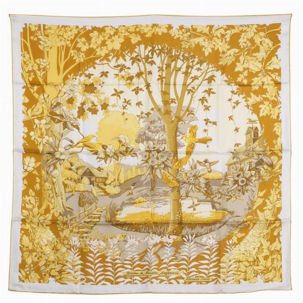 HERMES FOULARD JARDINS DE NOUVELLE ANGLETERRE  - Asta VINTAGE: BORSE E ACCESSORI DI HERMES, LOUIS VUITTON E ALTRE GRANDI MAISON - Associazione Nazionale - Case d'Asta italiane