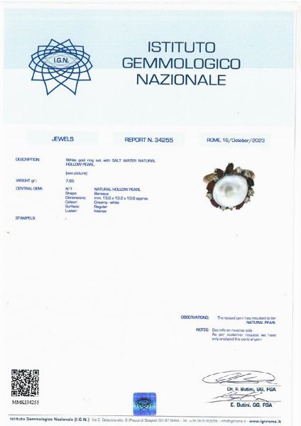 ANELLO CON PERLA NATURALE RUBINI E DIAMANTI  - Asta Gioielli - Associazione Nazionale - Case d'Asta italiane