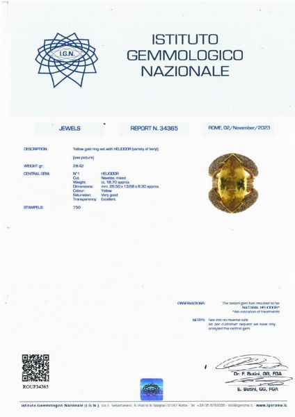 ANELLO AD AMPIA FASCIA CON ELIODORO E DIAMANTI  - Asta Gioielli - Associazione Nazionale - Case d'Asta italiane