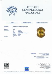 ANELLO AD AMPIA FASCIA CON ELIODORO E DIAMANTI  - Asta Gioielli - Associazione Nazionale - Case d'Asta italiane