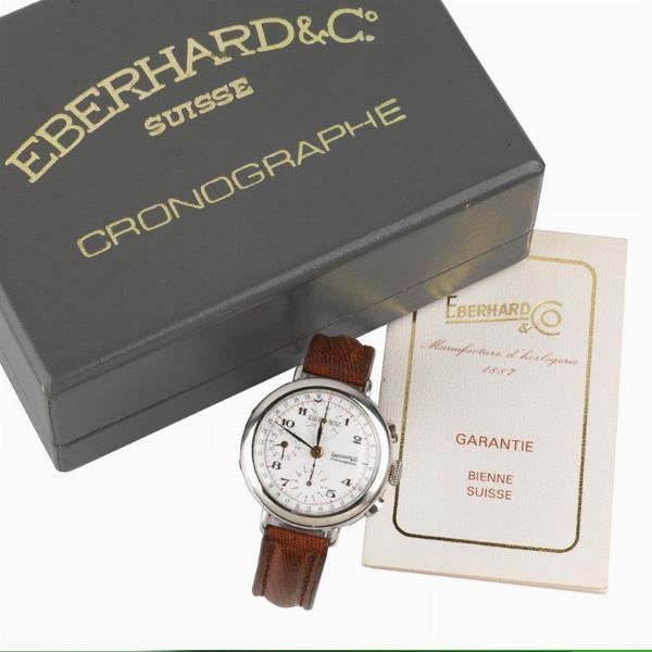 EBERHARD & CO. CRONOGRAFO IN ARGENTO REF. 36018 CALENDARIO COMPLETO, ANNO 1993  - Asta OROLOGI - Associazione Nazionale - Case d'Asta italiane