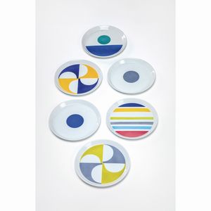 GIO PONTI - Set di sei piatti della serie Fantasia Italiana.