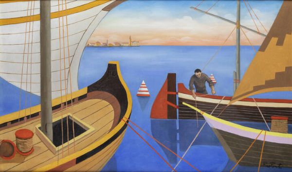 PINO PONTI Venezia 1905 - 1999 : Nostalgia di mare  - Asta Dipinti e Sculture - Associazione Nazionale - Case d'Asta italiane