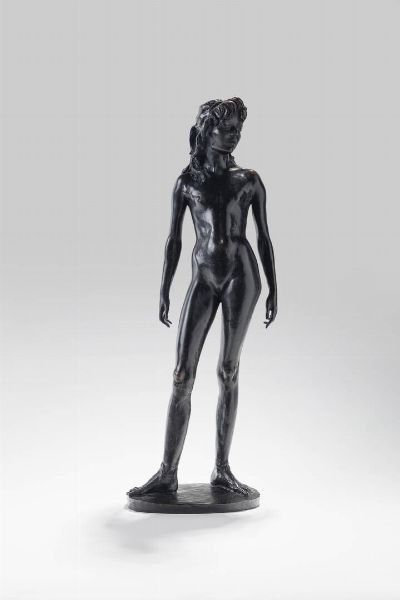 FRANCESCO MESSINA Linguaglossa (CT) 1900 - 1995 Milano : Nuda in piedi  - Asta Dipinti e Sculture - Associazione Nazionale - Case d'Asta italiane