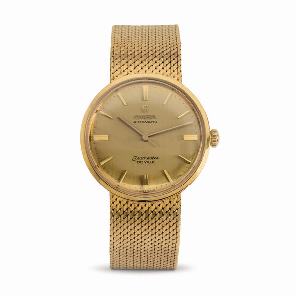 OMEGA : Incantevole Seamaster De Ville totalmente in oro giallo 18k e quadrante champagne, movimento automatico e bracciale integrato  - Asta Orologi da Polso - Associazione Nazionale - Case d'Asta italiane