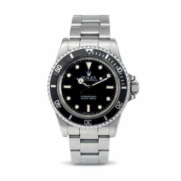 ROLEX : Iconico Submariner ref 5513 in acciaio inossidabile transizionale con vetro plastica e quadrante nero lucido Bicchierini, movimento automatico e bracciale Oyster  - Asta Orologi da Polso - Associazione Nazionale - Case d'Asta italiane