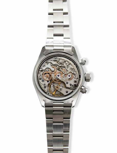 ROLEX : Raro Cosmograph Daytona ref 6263 in acciaio tasti a vite, carica manuale, ghiera tachimetrica in bachelite, quadrante argent, contatori neri e bracciale Oyster  - Asta Orologi da Polso - Associazione Nazionale - Case d'Asta italiane