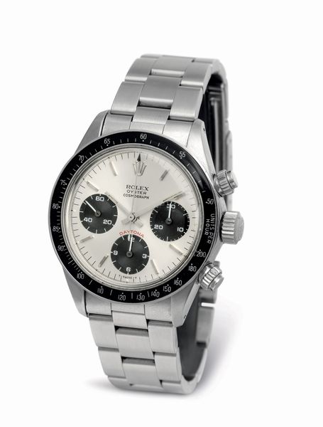 ROLEX : Raro Cosmograph Daytona ref 6263 in acciaio tasti a vite, carica manuale, ghiera tachimetrica in bachelite, quadrante argent, contatori neri e bracciale Oyster  - Asta Orologi da Polso - Associazione Nazionale - Case d'Asta italiane