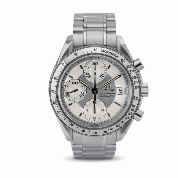 OMEGA : Sportivo Speedmaster in acciaio inossidabile con anse elicoidali, ghiera tachimetrica e tasti a pompa, quadrante argent bitonale  - Asta Orologi da Polso - Associazione Nazionale - Case d'Asta italiane