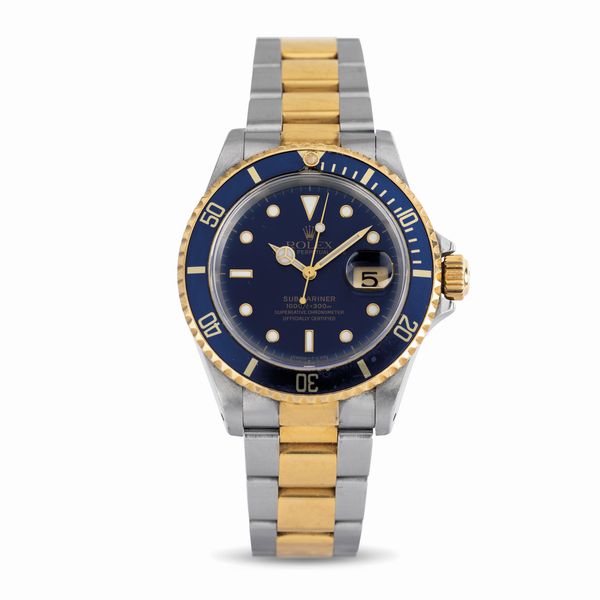 ROLEX : Submariner, ref 16613, acciaio e oro, quadrante Blu e movimento automatico con datario, ghiera girevole zigrinata unidirezionale  - Asta Orologi da Polso - Associazione Nazionale - Case d'Asta italiane