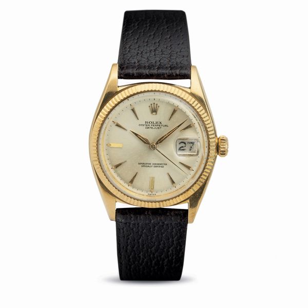 ROLEX : Classico Datejust 1601 in oro giallo 18k, quadrante Argent, lancette ed indici a foglia con scatola, garanzia e certificato di cronometria  - Asta Orologi da Polso - Associazione Nazionale - Case d'Asta italiane