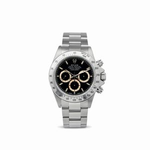 ROLEX : Daytona El Primero ref 16520 cronografo automatico, cassa in acciaio con quadrante nero, tre contatori e lunetta tachimetrica, accompagnato da scatola e garanzia  - Asta Orologi da Polso - Associazione Nazionale - Case d'Asta italiane