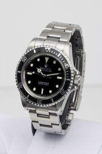 ROLEX : Iconico Submariner ref 5513 in acciaio inossidabile transizionale con vetro plastica e quadrante nero lucido Bicchierini, movimento automatico e bracciale Oyster  - Asta Orologi da Polso - Associazione Nazionale - Case d'Asta italiane