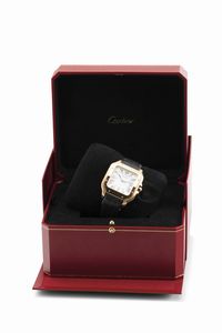 CARTIER : Santos in oro rosa 18k, movimento automatico con quadrante argent e numeri romani, corredato da scatola e garanzia in ottimo stato di conservazione  - Asta Orologi da Polso - Associazione Nazionale - Case d'Asta italiane