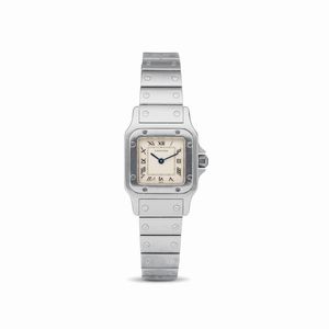 CARTIER - Lady Santos galbe in acciaio quadrante argent numeri Romani applicati movimento al quarzo