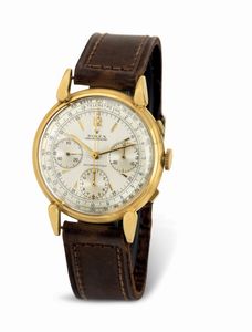 ROLEX : Raro ed eccezionale cronografo tre contatori ref 4313 con pulsanti quadri e fondello a scatto, anse a goccia, carica manuale, in oro giallo 18k in condizioni di 'Fondo di magazzino'  - Asta Orologi da Polso - Associazione Nazionale - Case d'Asta italiane