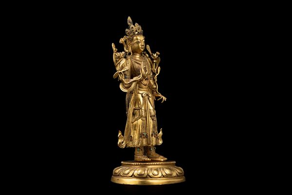 RARO BODHISATTVA IN BRONZO DORATO  - Asta Arte Orientale  - Associazione Nazionale - Case d'Asta italiane