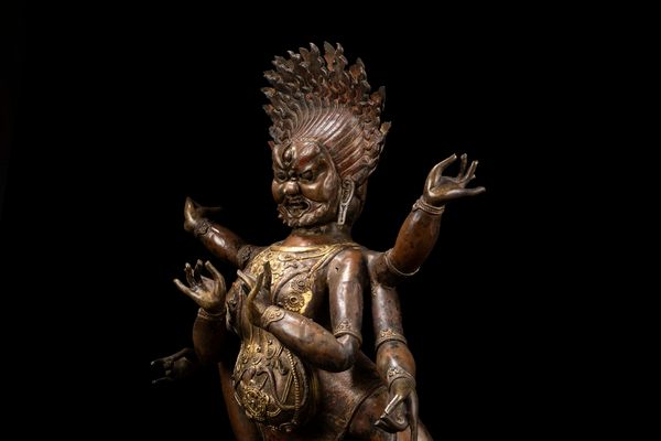 GRANDE FIGURA IN RAME E BRONZO DORATO  - Asta Arte Orientale  - Associazione Nazionale - Case d'Asta italiane