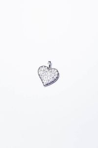 CIONDOLO - Peso gr 2 1 Cm 1 5x1 5 in oro bianco  a forma di cuore  con pav di diamanti taglio brillante per totali ct 0  [..]