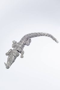PALLADINO - Peso gr 89 Lunghezza cm 21 Bracciale in argento 925/1000  firmato Palladino  a forma di coccodrillo con corpo  [..]