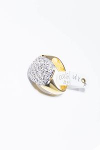 ANELLO - Peso gr 9 9 Misura 14 (54) in oro giallo e bianco  sommit romboidale con pav di diamanti taglio brillante per  [..]