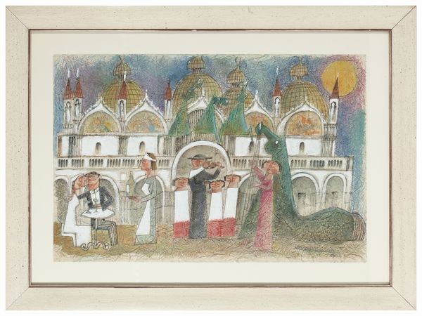 Adorno Bonciani : Scena di un matrimonio a San Marco a Venezia  - Asta 	 Una casa fiorentina. Tra tradizione e modernit Arte moderna e contemporanea Raccolta di dipinti moderni e Design - II  - Associazione Nazionale - Case d'Asta italiane