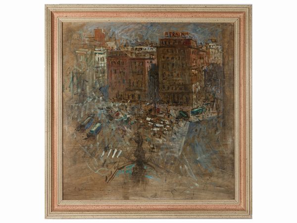 Francesco Pagliazzi : Piazza Barberini Roma  - Asta 	 Una casa fiorentina. Tra tradizione e modernit Arte moderna e contemporanea Raccolta di dipinti moderni e Design - II  - Associazione Nazionale - Case d'Asta italiane