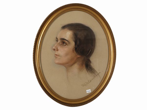 Ernestina Orlandini : Profilo femminile  - Asta 	 Una casa fiorentina. Tra tradizione e modernit Arte moderna e contemporanea Raccolta di dipinti moderni e Design - II  - Associazione Nazionale - Case d'Asta italiane