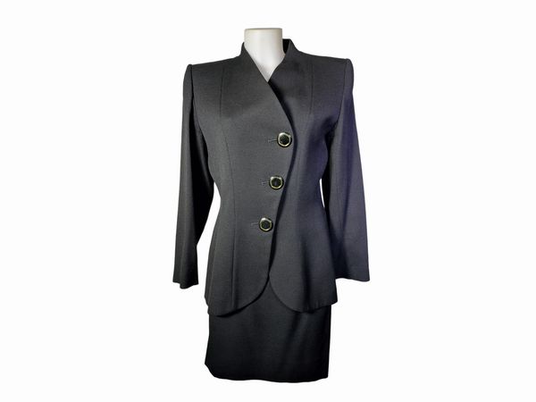 Yves Saint Laurent variation, Tailleur in lana nero  - Asta Vintagemania - Associazione Nazionale - Case d'Asta italiane