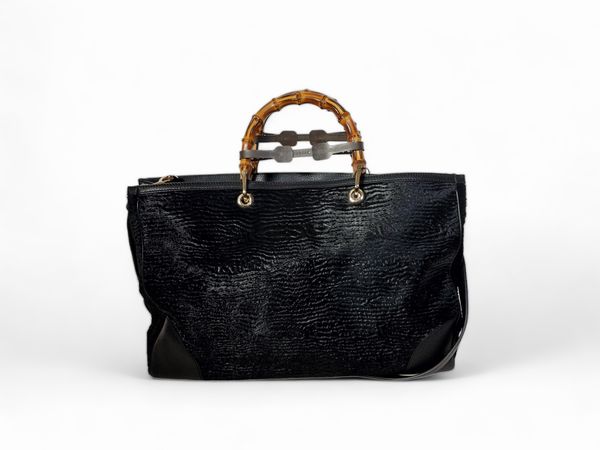 Gucci, Borsa shopper in cavallino nero  - Asta Vintagemania - Associazione Nazionale - Case d'Asta italiane