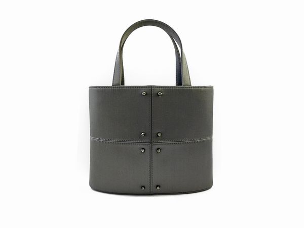 Tod's, Borsa a secchiello in raso color canna di fucile  - Asta Vintagemania - Associazione Nazionale - Case d'Asta italiane