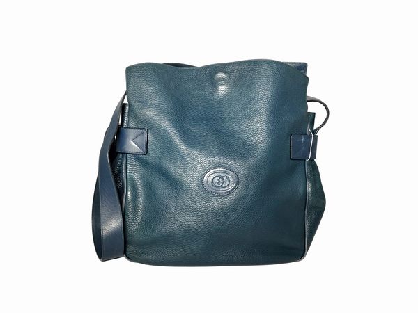 Gucci, Borsa a tracolla in pelle martellata blu notte  - Asta Vintagemania - Associazione Nazionale - Case d'Asta italiane