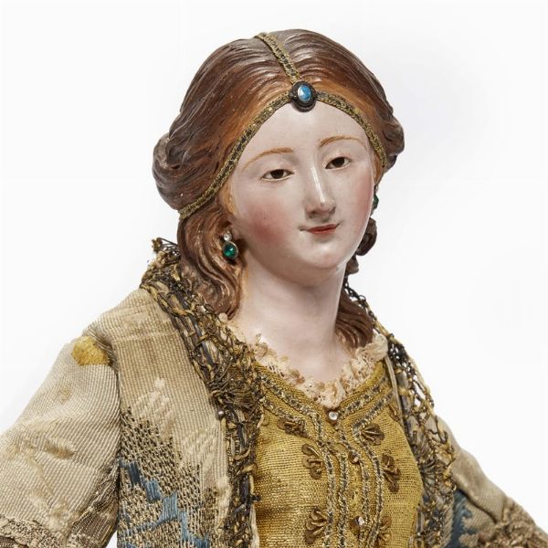 NOBILDONNA     GEORGIANA CON TIARA, NAPOLI, FINE SECOLO XVIII  - Asta ASTA A TEMPO | PASTORI DA PRESEPE NAPOLETANI DA UN'IMPORTANTE COLLEZIONE TOSCANA - Associazione Nazionale - Case d'Asta italiane