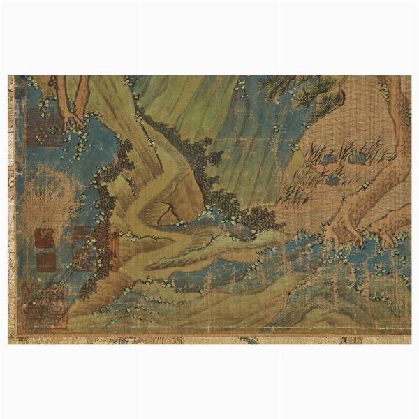 DIPINTO CON CALLIGRAFIA, CINA, DINASTIA QING, SEC. XVIII  - Asta Arte Orientale - Associazione Nazionale - Case d'Asta italiane